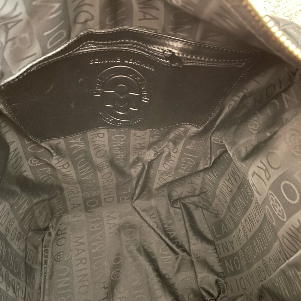 MARINO ORLANDI Italy XL BLACK ShoulderBag/Tote converts to Sling Emboss Leather - Picture 5 of 15
